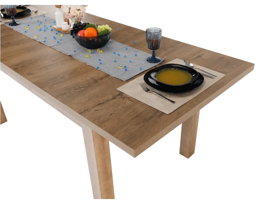 Masa extensibila pentru dining, stejar lefkas inchis, 160-203x90 cm, MONTANA STW