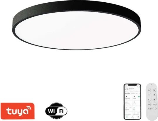 Immax NEO 07314L-LED Plafonieră dimabilă SEMPLICI 128W/230V Ø100 cm Wi-FiTuya negru + telecomandă