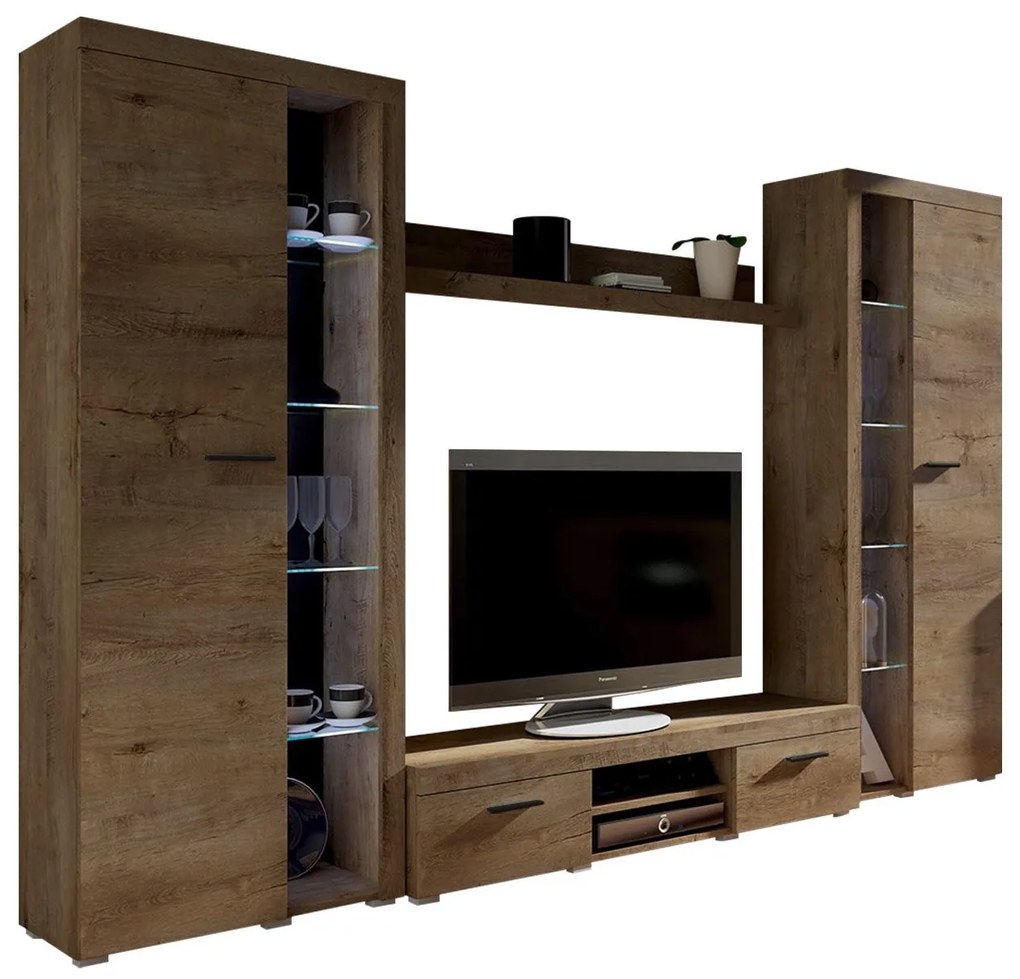 Mobilier living Rokara XL (stejar Lefkas) (fără iluminat). 1058315