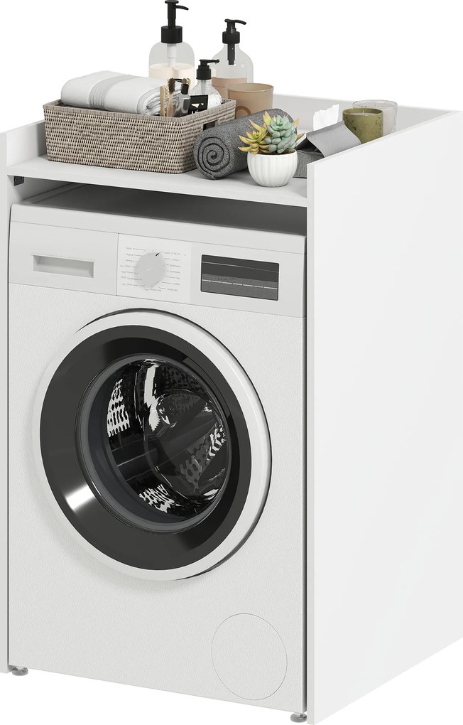 HOMCOM Dulap de baie pentru nișă cu raft deschis, dulap pentru baie, ideal pentru spații mici, 64 x 60 x 97,5 cm, Alb | Aosom Romania