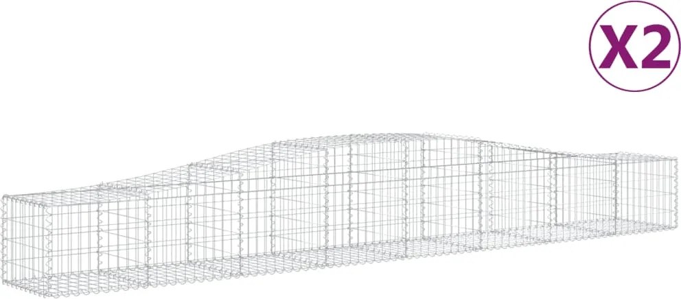 vidaXL Coșuri gabion arcuite 2 buc, 400x50x40/60 cm, fier galvanizat