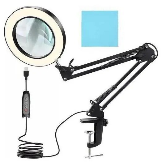 Lampă LED dimabilă de masă cu lupă LED/6W/5V negru