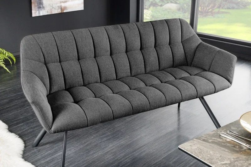 Banca tapitata Papillon 165cm tesatura plata antracit