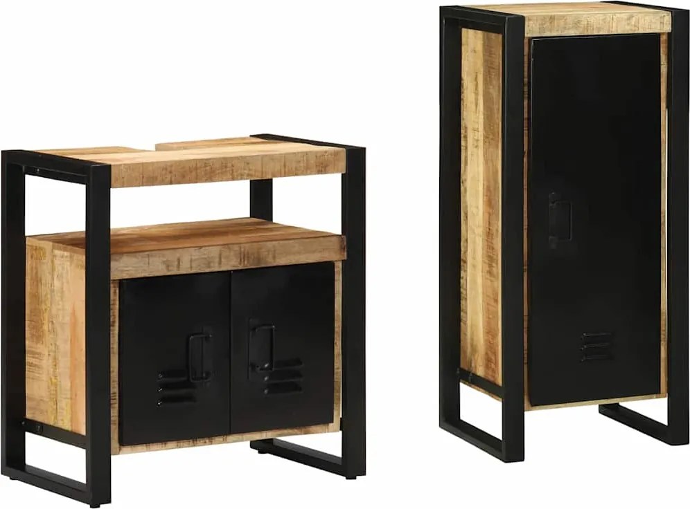 vidaXL Set de mobilier pentru baie cu sertar 2 pcs Lemn de mango solid