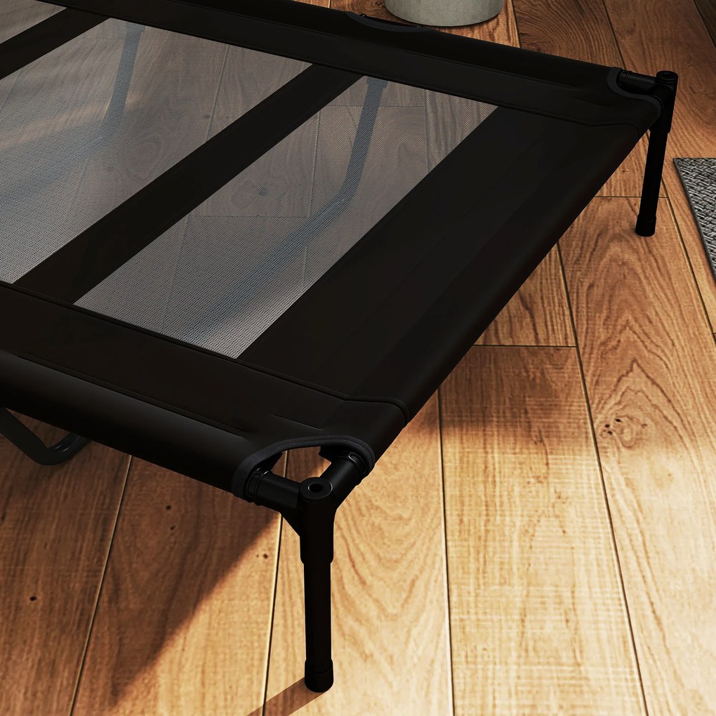 PawHut Pat Înălțat pentru Câini de Talie Mare cu Zonă Respirabilă și Geantă 122x92x23 cm Negru | Aosom Romania