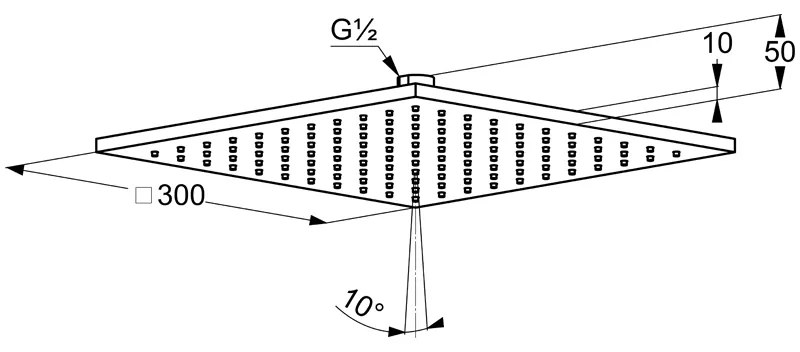 Palarie de dus, Kludi, A-QA, patrata, crom