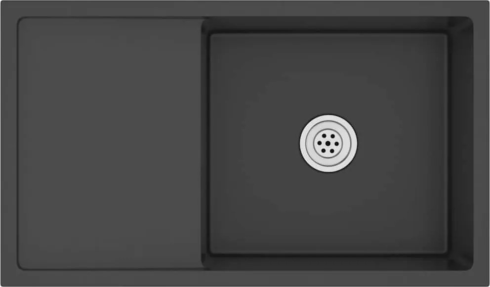 vidaXL Chiuvetă de bucătărie lucrată manual, negru, oțel inoxidabil