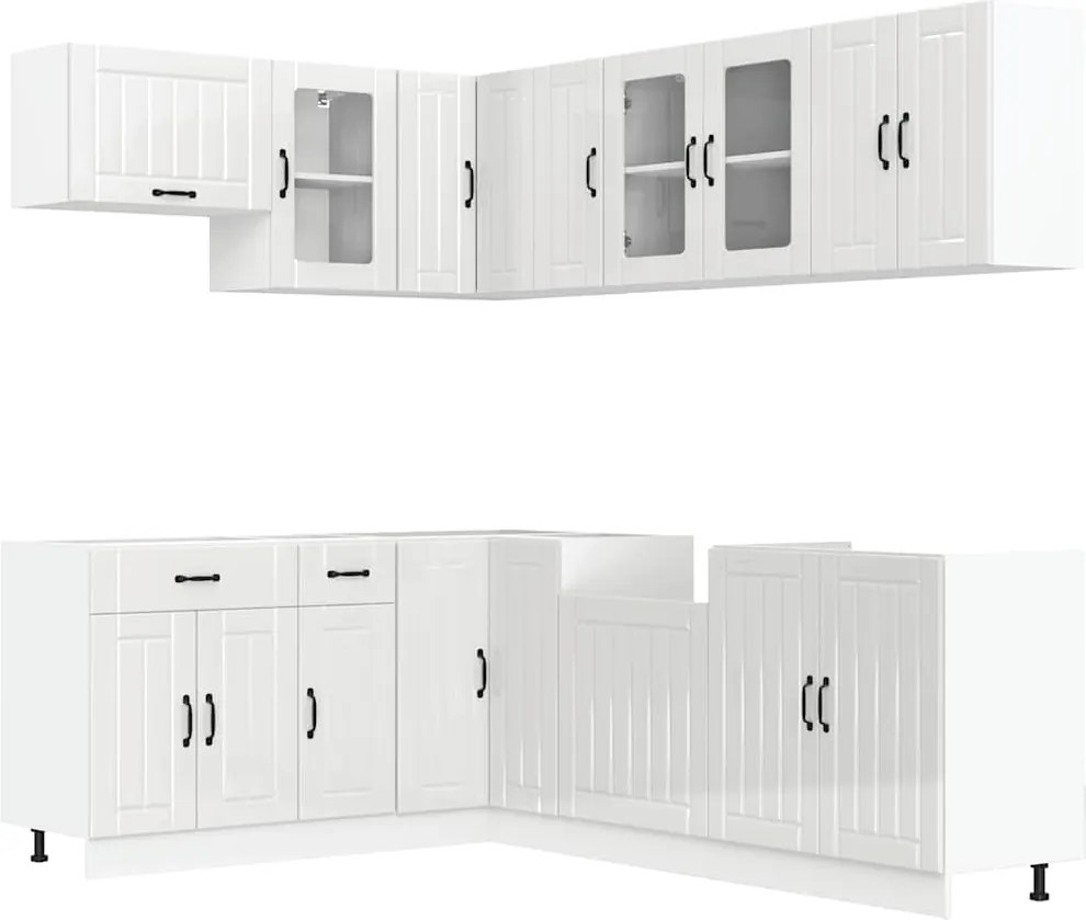 vidaXL Set dulap de bucătărie 11 piese „Lucca” alb lucios Lemn