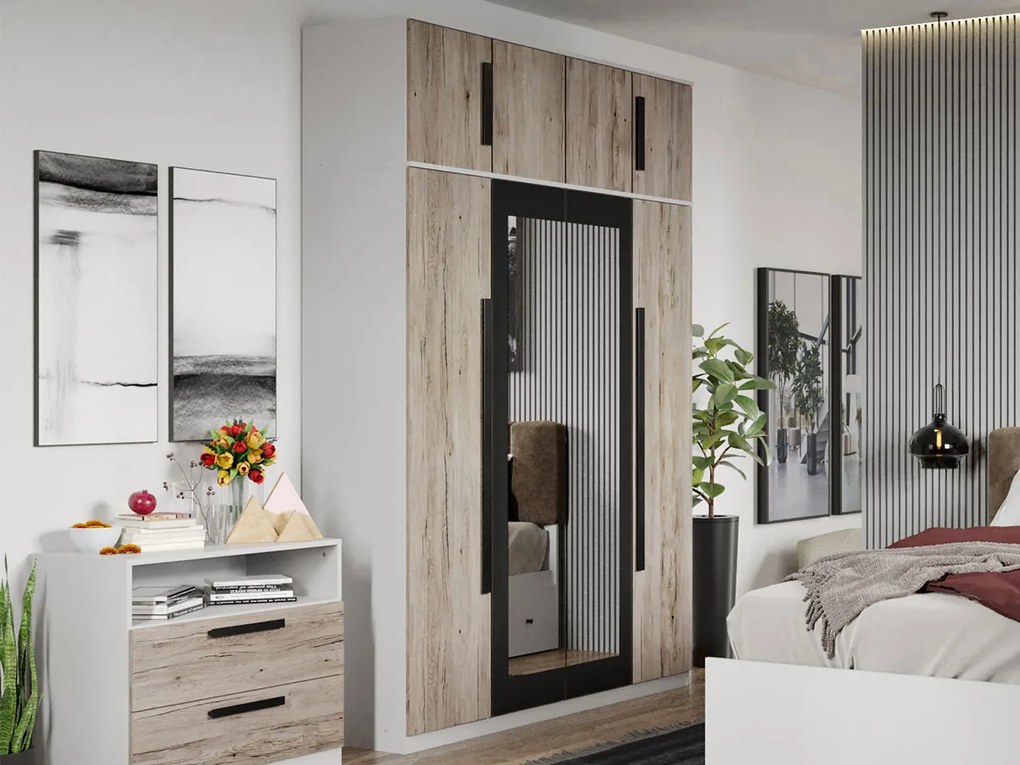 Set mobila dormitor complet Alb/Lemn Riveri C01