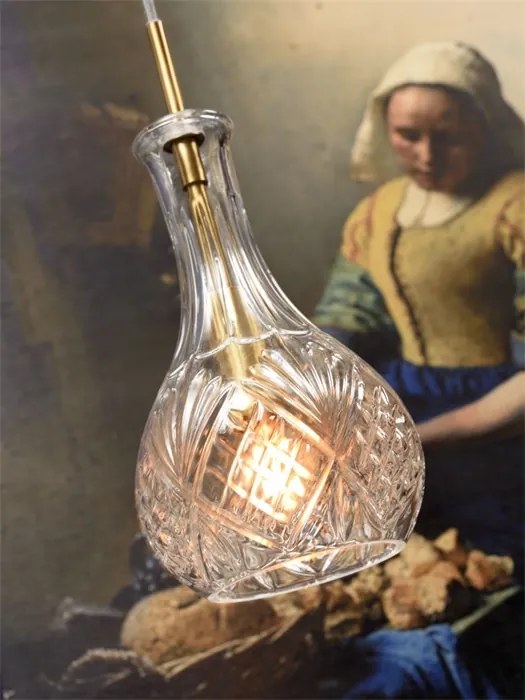 Lustra, Pendul elegant din sticla Brussels transparent/gold, drop