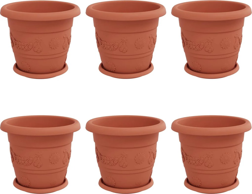vidaXL Ghivece pentru plante 6 pcs Roșu cărămidă Ø 26 x 21.5 cm