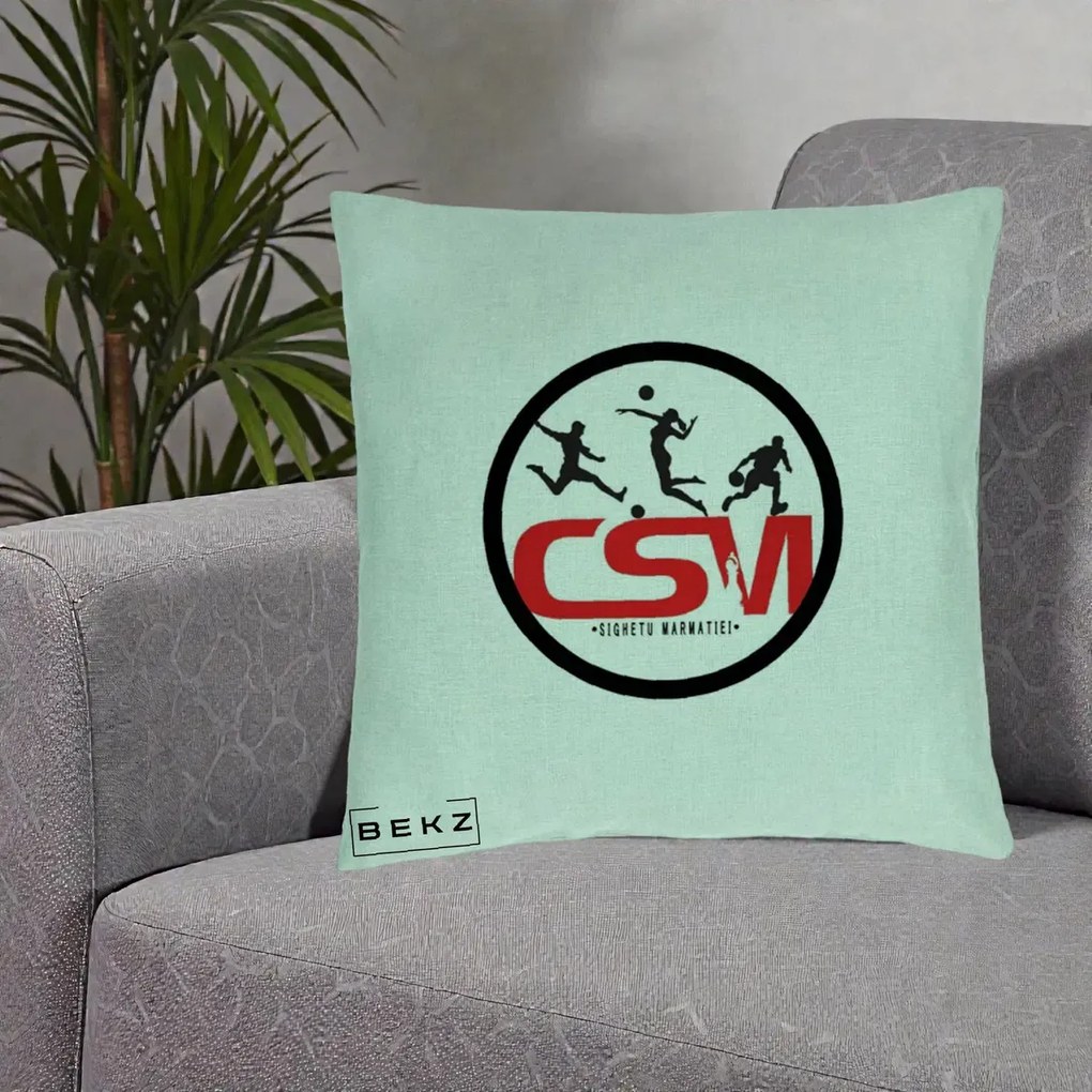 Perna Personalizata CSM Sighetu Marmatiei Sport, 40x40 cm, Verde Menta, Husa Detasabila, Perna Inclusa, BEKZ®