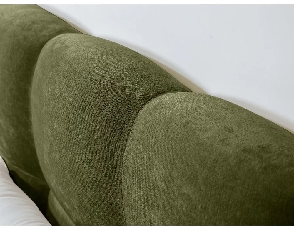 Pat matrimonial verde tapițat cu somieră 160x200 cm Kumo – Bobochic Paris