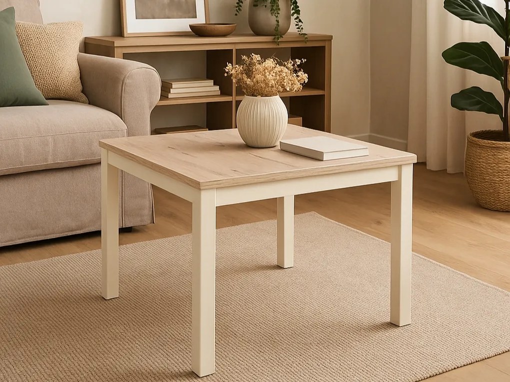 Masuta de cafea FROST 60x60 cm, crem / stejar alpin