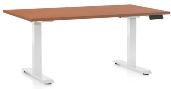 Masa inaltime reglabila OfficeTech C, 120 x 80 cm, bază albă, cireașă