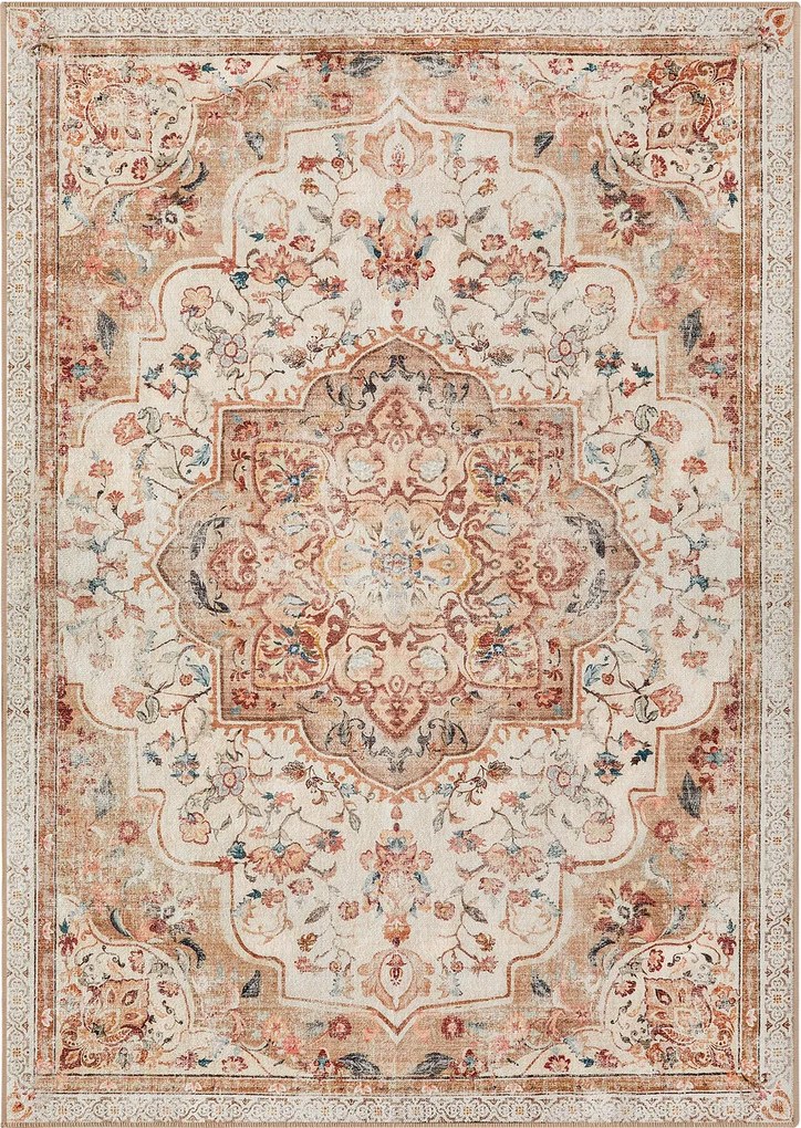 Covor antiderapant Songmics Vintage, 120x170 cm, lavabil la masina, poliester, cappuccino