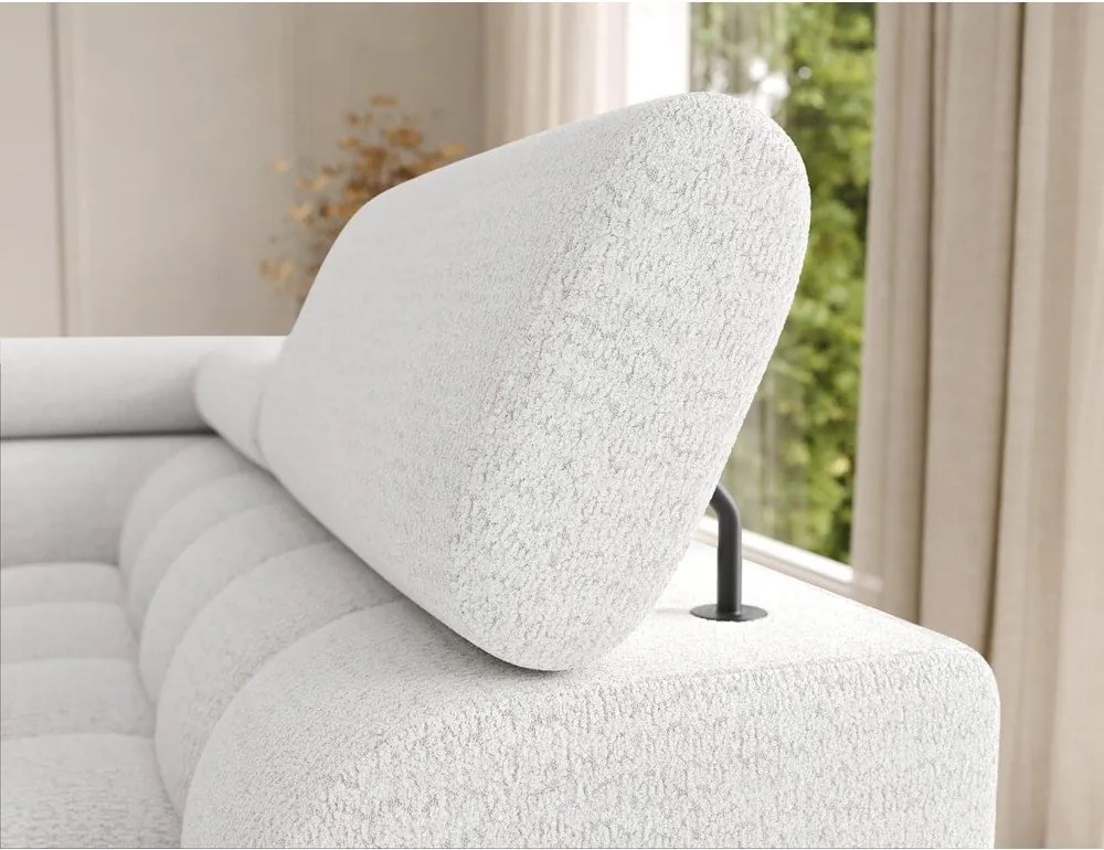 Colțar crem extensibil cu tapițerie din țesătură bouclé (cu colț pe partea dreaptă/în formă de "U") Feraria – ELTAP