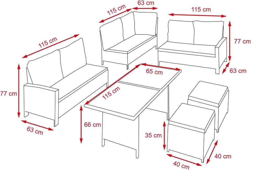 Set mobilier de grădină luxos din ratan Avenberg BARLETTA gri/gri închis