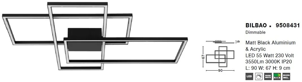 Lustra LED aplicata design modern geometric BILBAO 55W negru NVL-9508431