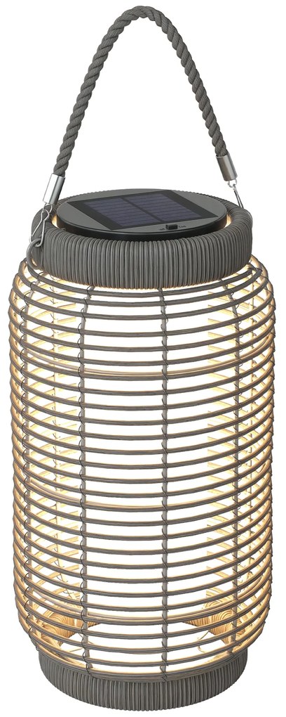 Outsunny Lampadaire d'extérieur solaire en rășină imitată în țesătură luminaire LED de jardin en oțel cu pornire/oprire automată gri | Aosom Romania
