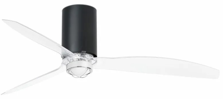 Lustra cu Ventilator si telecomanda MINI TUBE M LED negru mat/transparent