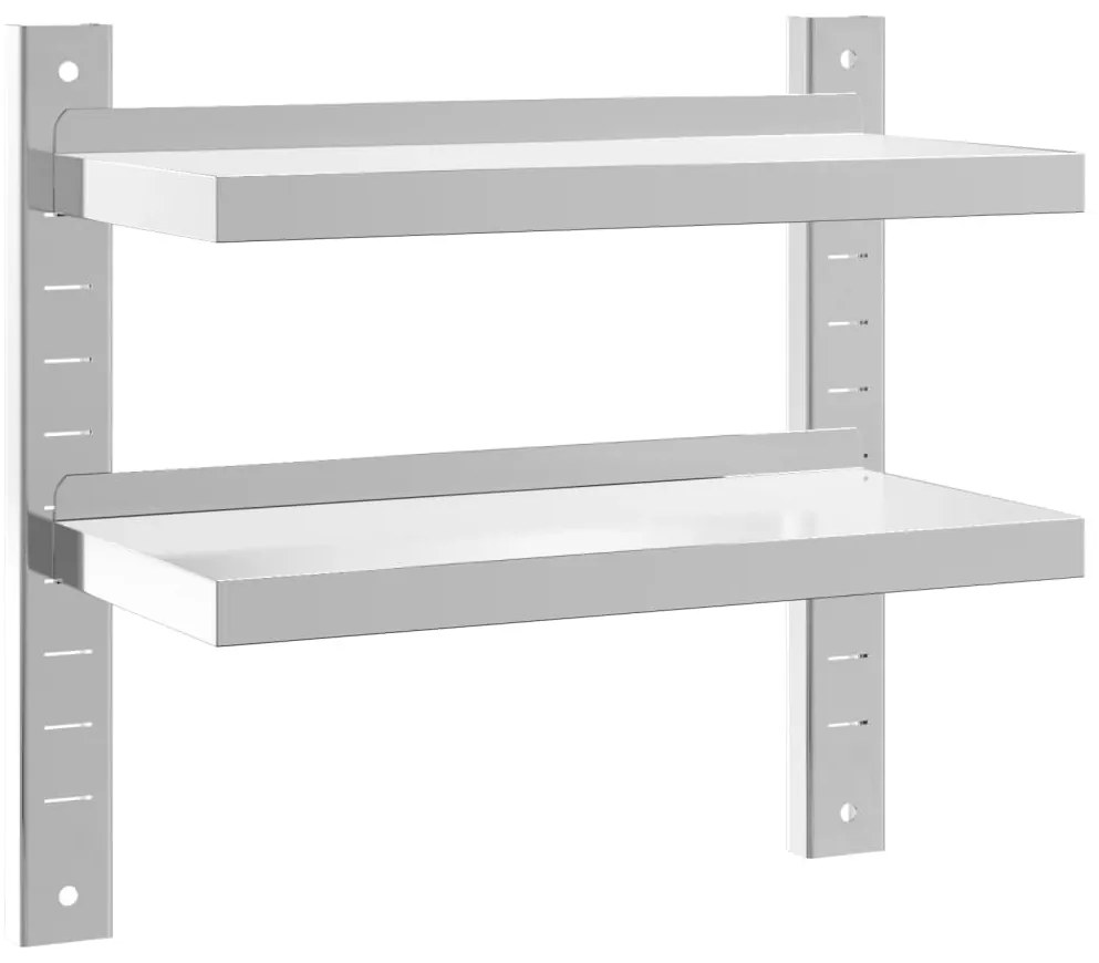 30317 vidaXL Raft perete 2 niveluri 50x23,5x60 cm argintiu oțel inoxidabil