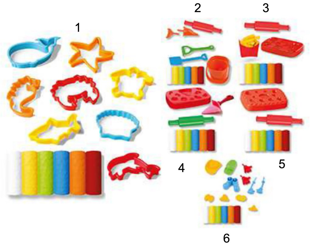 SET 6 BUCATI PLASTILINA CU FORME - GLOBO KIDEA (GL40394)