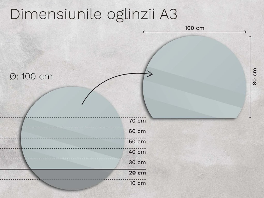 Oglindă atipică cu iluminare LED A3