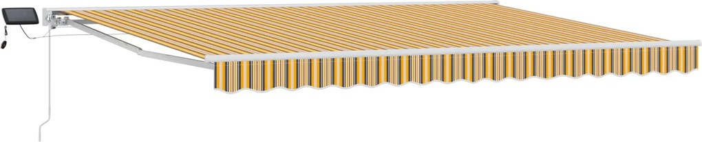 vidaXL Cadru manual de marchiză cu LED-uri Galben și gri 4,5 × 3 m