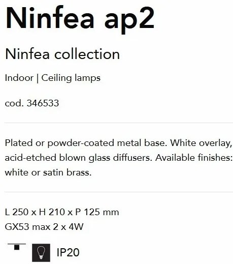 Aplica de perete design modern Ninfea ap2 alb