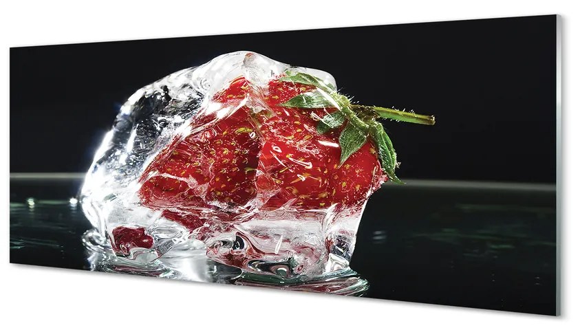 Panouri de sticlă Strawberry în cub de gheață