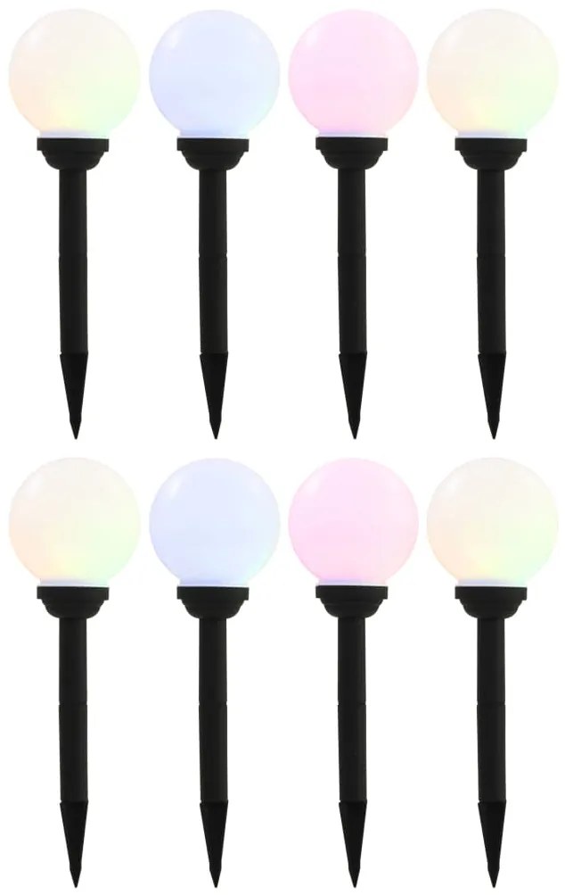 vidaXL Lămpi solare de exterior cu LED, 8 buc., 15 cm, RGB, sferic