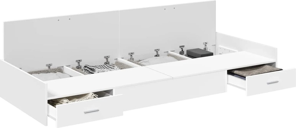 vidaXL Cadru de pat cu headboard Alb 90 x 200 cm Lemn compozit