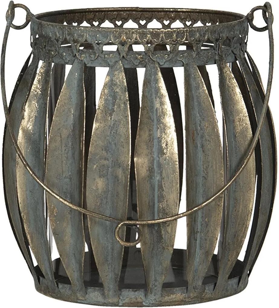 Suport lumanare suspendabil din metal negru cu patina aramie Ø 18 cm x 17 h