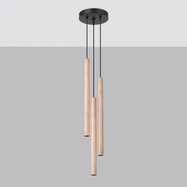 Lustră pe cablu Sollux SL.1268 PASTELO 3xG9/8W/230V lemn