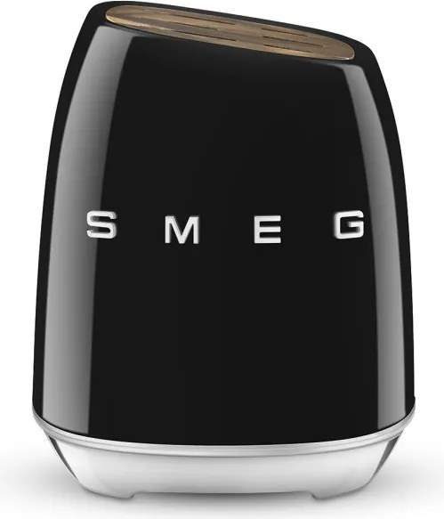 Set de cuțite cu suport SMEG KBSF02BL, 7 piese, Manere din lemn de salcam, Otel inoxidabil german, Negru
