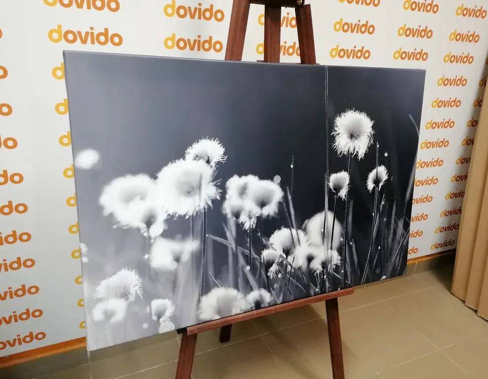 Tablou iarbă din bumbac în design alb-negru