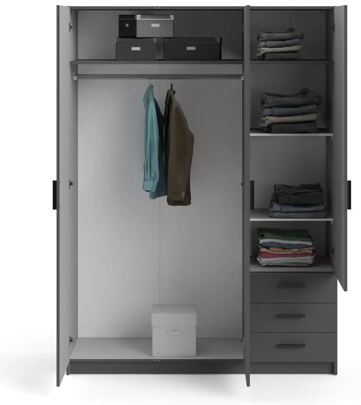 Șifonier gri închis 147x200 cm Sprint – Tvilum