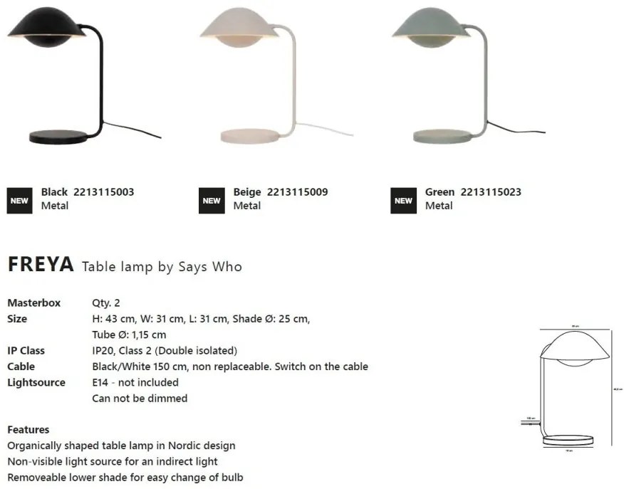 Veioza, lampa de masa design modern Freya verde