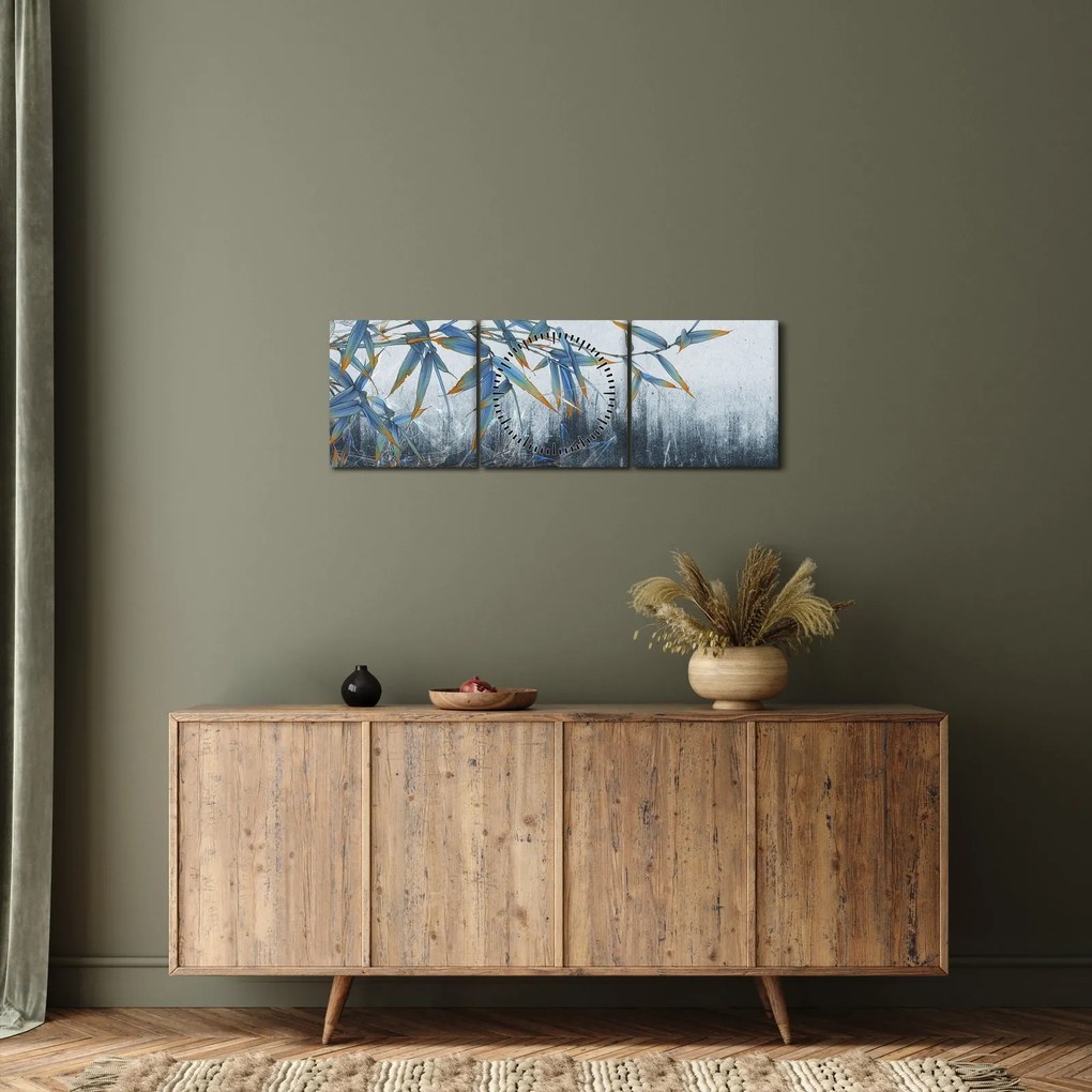 Tablou - Bambus pe perete (cu ceas) (90x30 cm)