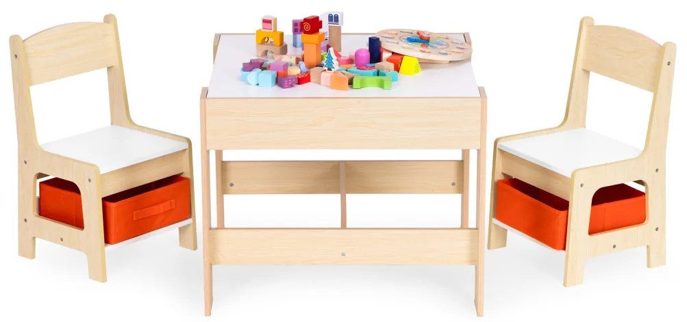 Mobilier pentru copii set masă 2 scaune cu tablă de cretă