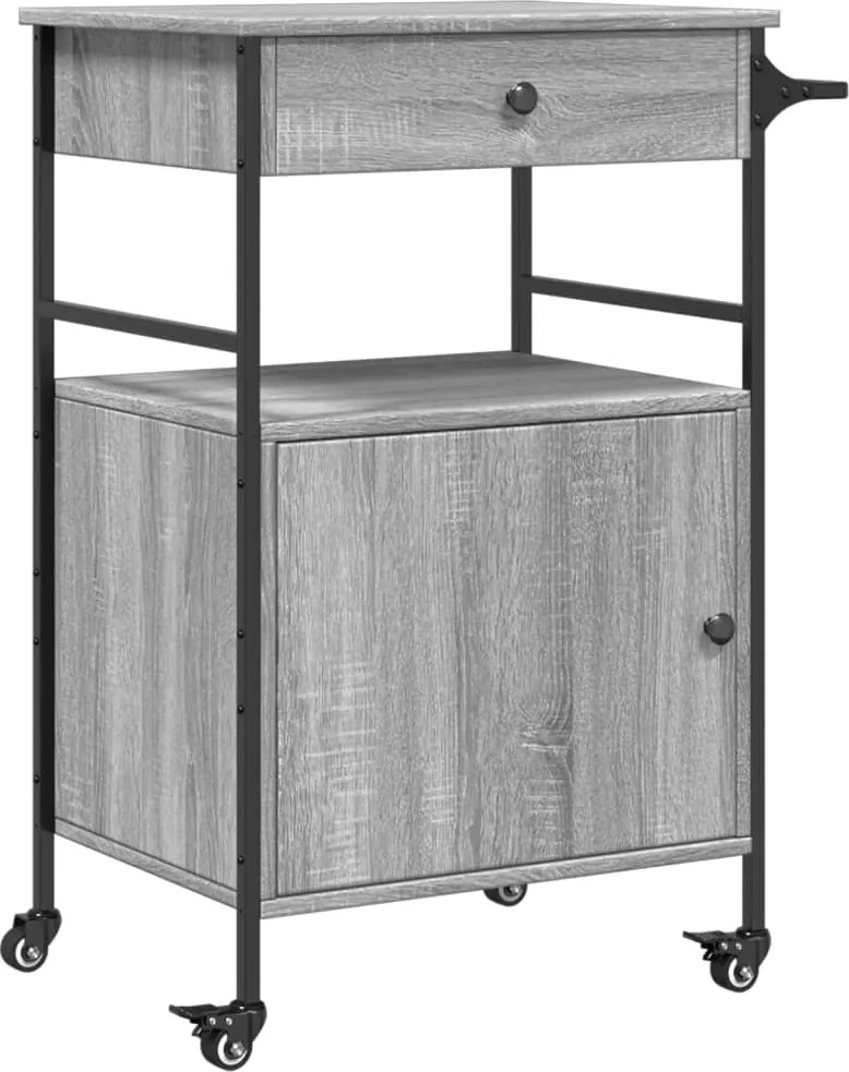vidaXL Cărucior de bucătărie, gri sonoma, 56x43x89,5cm, lemn prelucrat