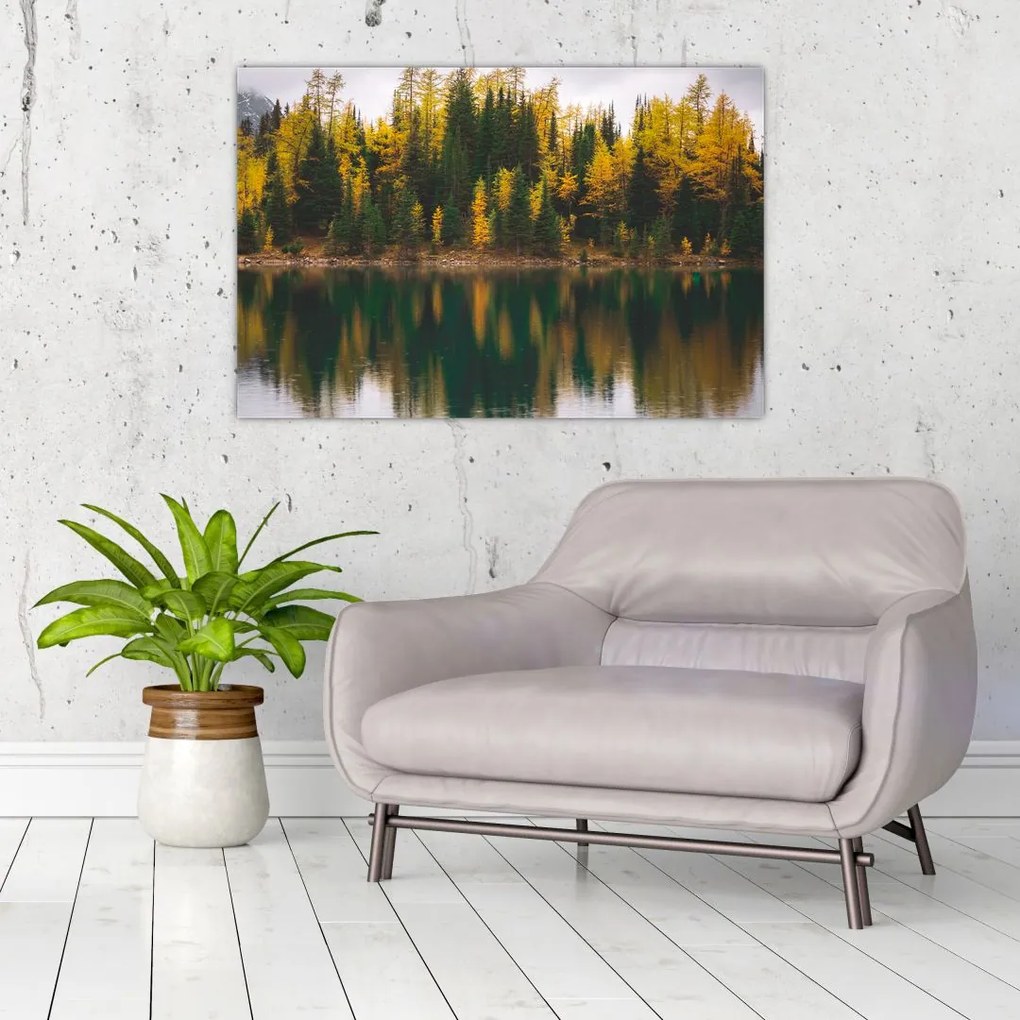 Tablou cu lac de pădure (90x60 cm)