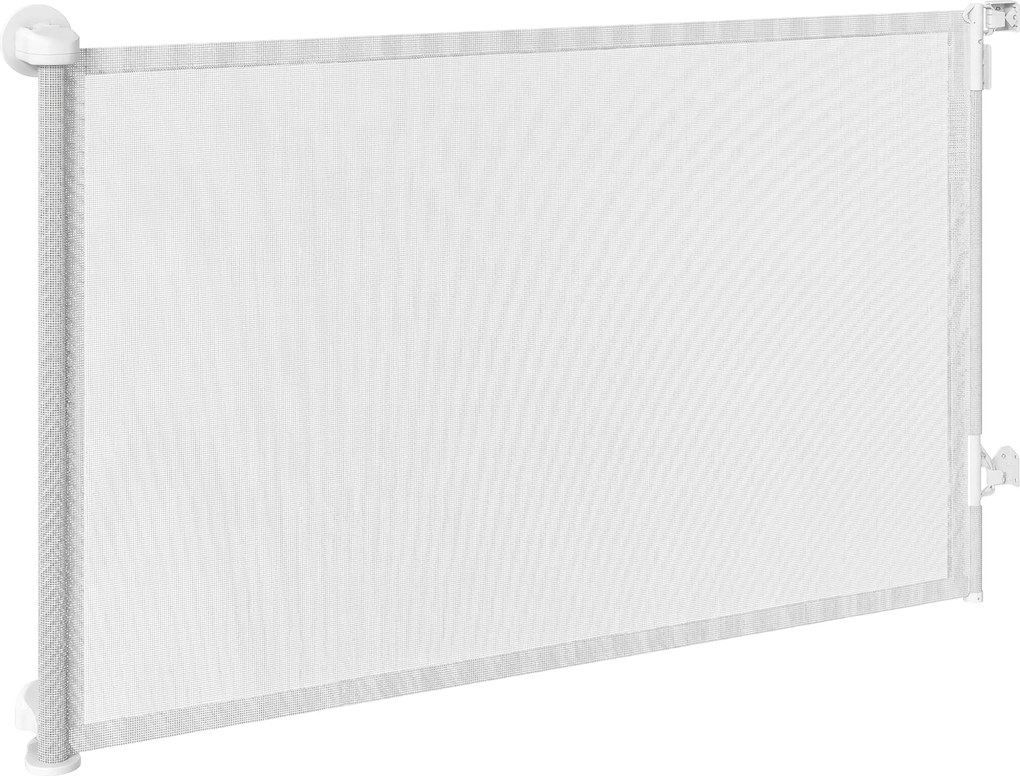 PawHut Barieră de protecție pentru scări Poartă de protecție pentru uși Extensibilă 0-140 cm cu operare cu o singură mână pentru animale de companie pentru scări uși Alb | Aosom Romania