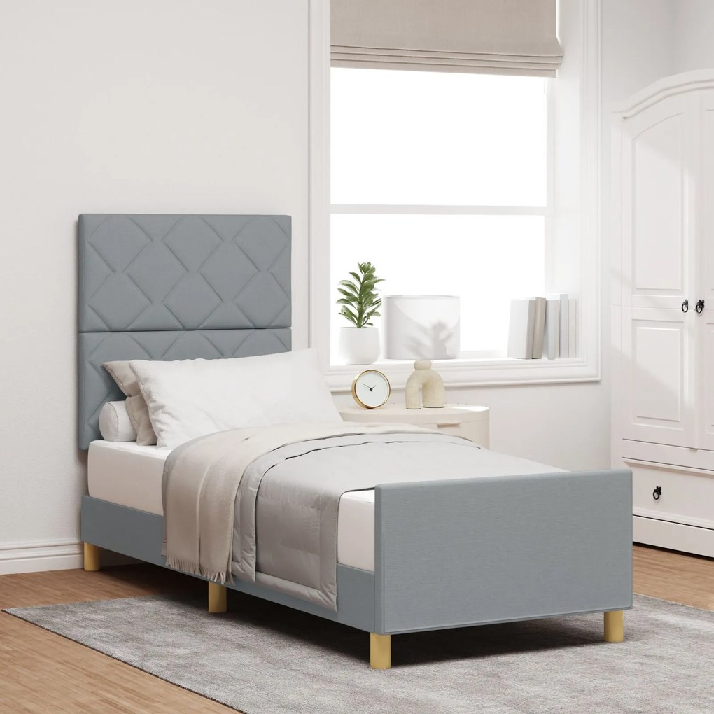 vidaXL Cadru de pat cu headboard Gri deschis 80 x 200 cm țesătură
