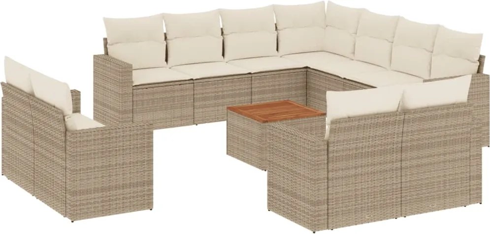 vidaXL Set canapele de grădină cu perne, 12 piese, bej, poliratan