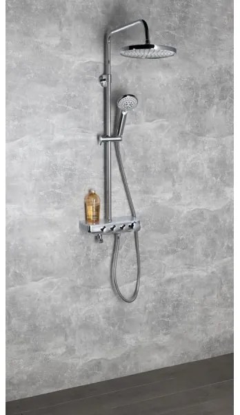 Aqualine - Set de duș cu baterie FARRAO, crom lucios