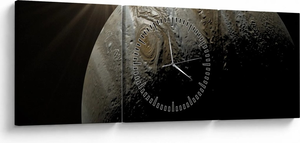 Tablou cu planetă în cosmos (cu ceas) (90x30 cm)