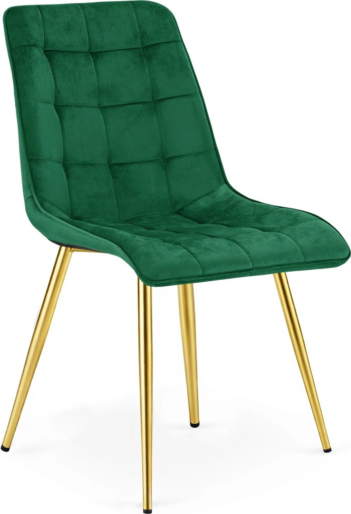 Scaun Bucatarie/Dining Spirit Catifea Verde, Picioare Metalice, Finisaj Auriu