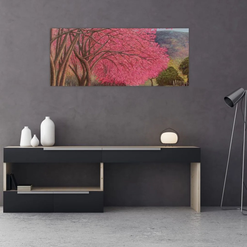 Tablou cu copaci înfloriți (120x50 cm)